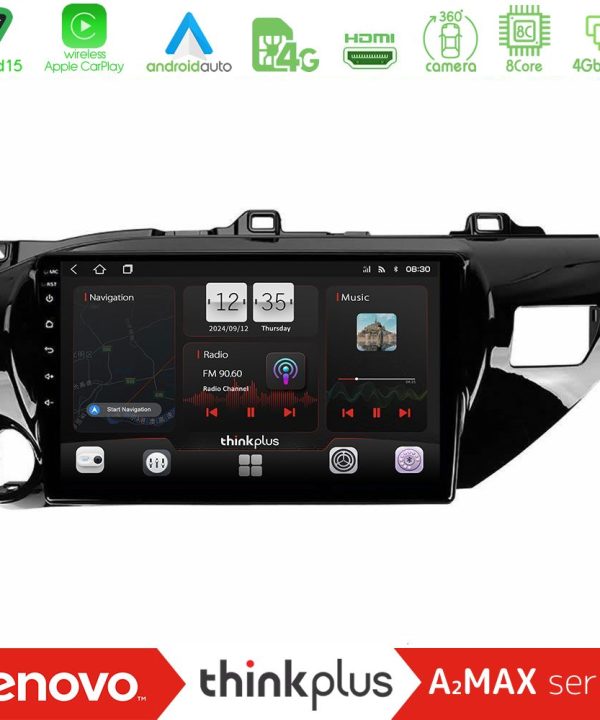 Kimpiris - Lenovo Thinkplus A2MAX Series 8Core Android15 4+64GB  Toyota Hilux 2017-2021 Navigation Multimedia Tablet 10"
