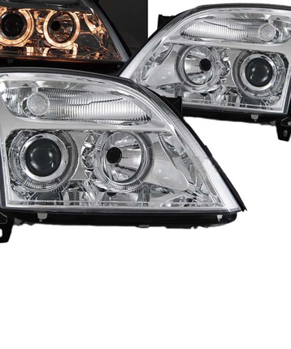 Kimpiris - Μπροστινά Φανάρια Set Για Opel Vectra C 02-05 Angel Eyes Χρωμίου H7/H7 Depo
