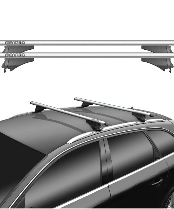 Kimpiris - Μπάρες Οροφής Αλουμινίου Universal Menabo Tiger XL 132cm Railing System Σετ Με Πόδια Και Κλειδαριά Ασημί 2 Τεμάχια
