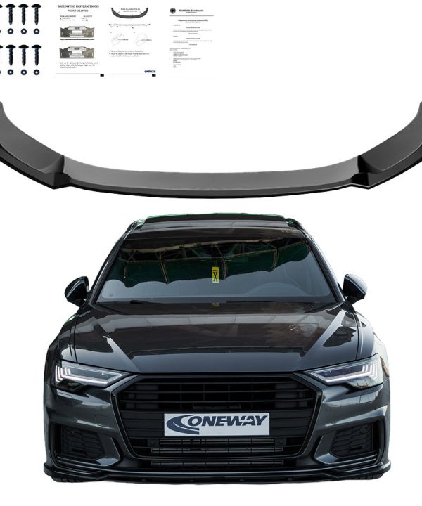 Front Splitter compatible with AUDI A6 S-Line / S6 C8 (Sedan-Avant) 2019+ v2 with ABE TÜV