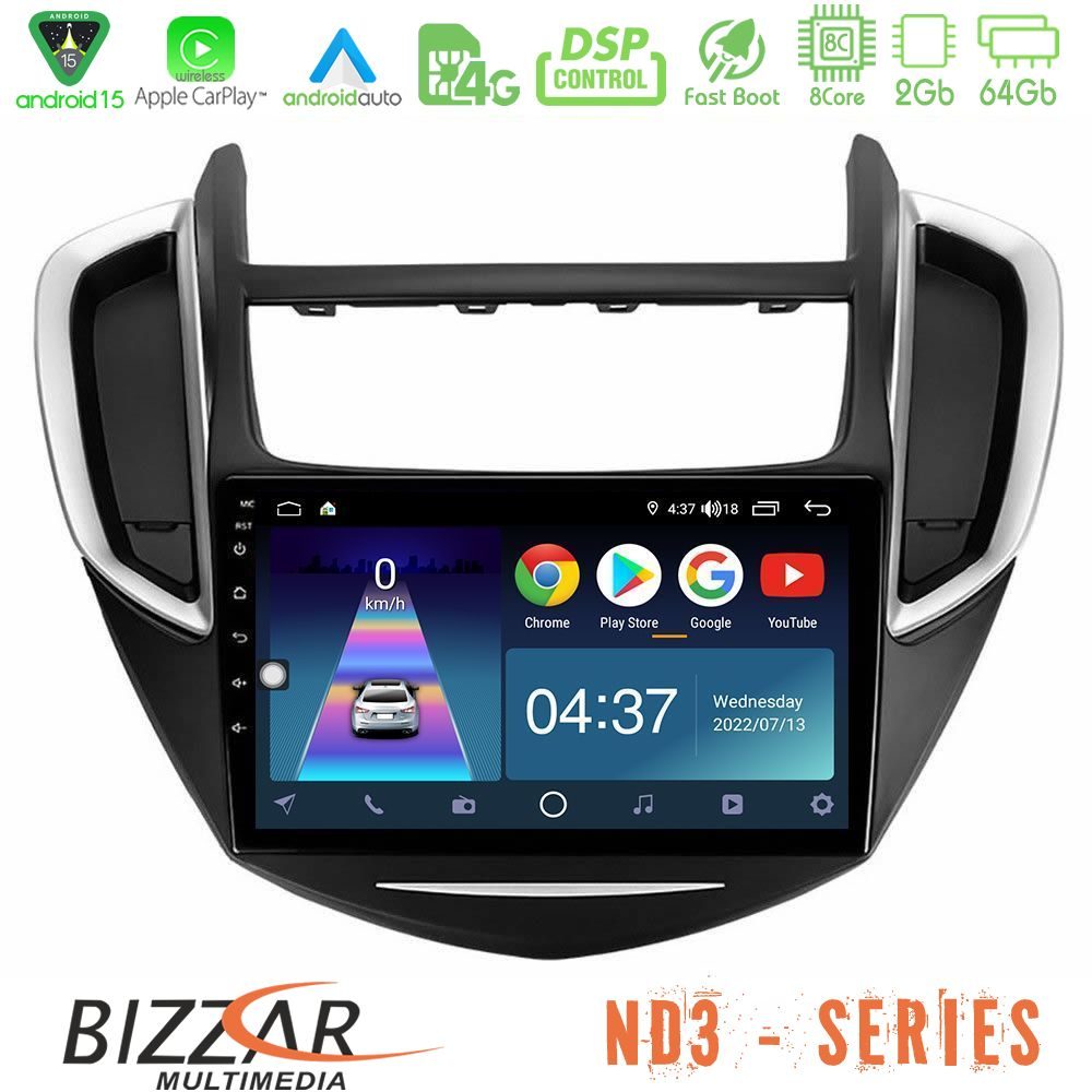 Kimpiris - Bizzar ND3 Series 8Core Android15 2+64GB Chevrolet Trax 2013-2020 Navigation Multimedia Tablet 9"