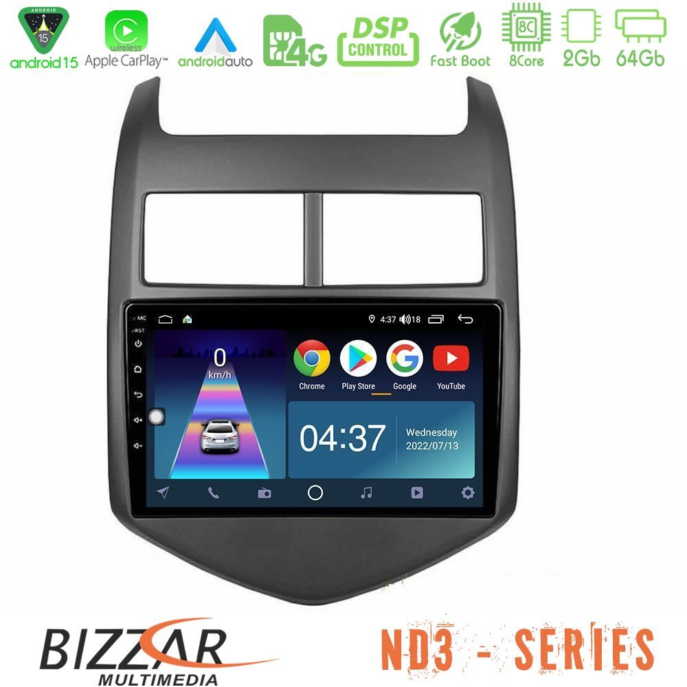 Kimpiris - Bizzar ND3 Series 8Core Android15 2+64GB Chevrolet Aveo 2011-2017 Navigation Multimedia Tablet 9"