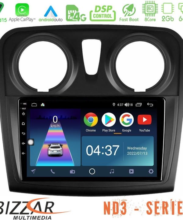 Kimpiris - Bizzar ND3 Series 8Core Android15 2+64GB     Dacia Dokker 2014-2021 Navigation Multimedia Tablet 9"
