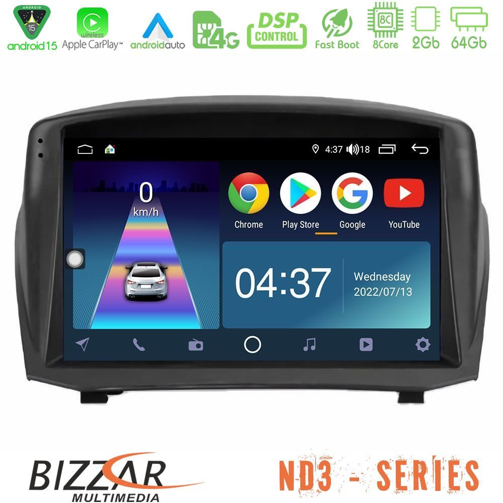Kimpiris - Bizzar ND3 Series 8Core Android15 2+64GB Ford Fiesta 2008-2012 Navigation Multimedia Tablet 9" (Oem Style)