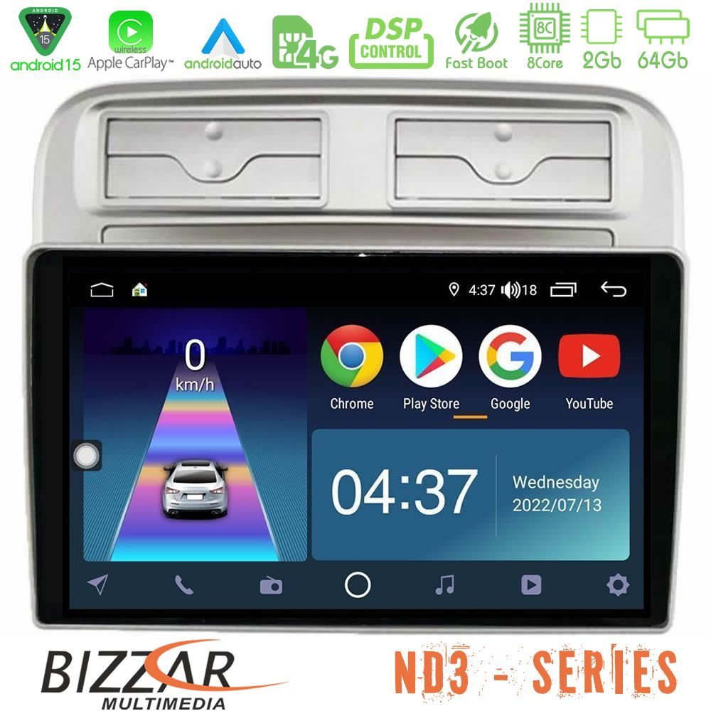 Kimpiris - Bizzar ND3 Series 8Core Android15 2+64GB Fiat Grande Punto 2006-2011 Navigation Multimedia Tablet 9"