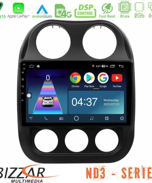 Kimpiris - Bizzar ND3 Series 8Core Android15 2+64GB  Jeep Compass 2012-2016 Navigation Multimedia Tablet 9"