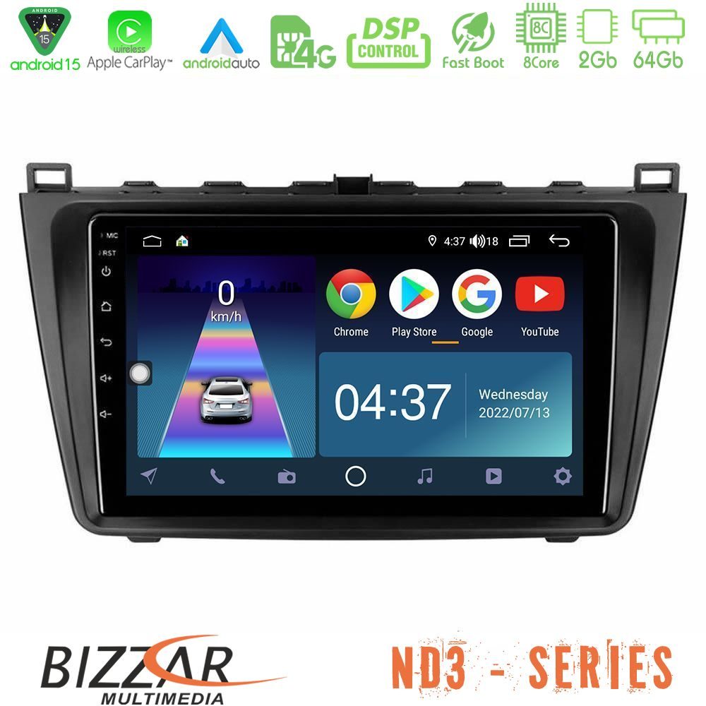 Kimpiris - Bizzar ND3 Series 8Core Android15 2+64GB Mazda 6 2008-2012 Navigation Multimedia Tablet 9"