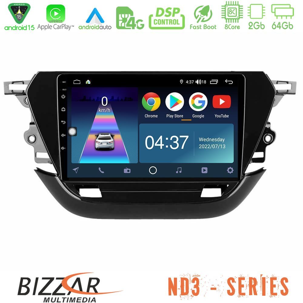 Kimpiris - Bizzar ND3 Series 8Core Android15 2+64GB Opel Corsa F 2019-2023 Navigation Multimedia Tablet 9"