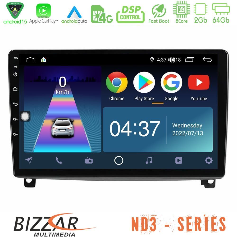 Kimpiris - Bizzar ND3 Series 8Core Android15 2+64GB Peugeot 407 Navigation Multimedia Tablet 9"
