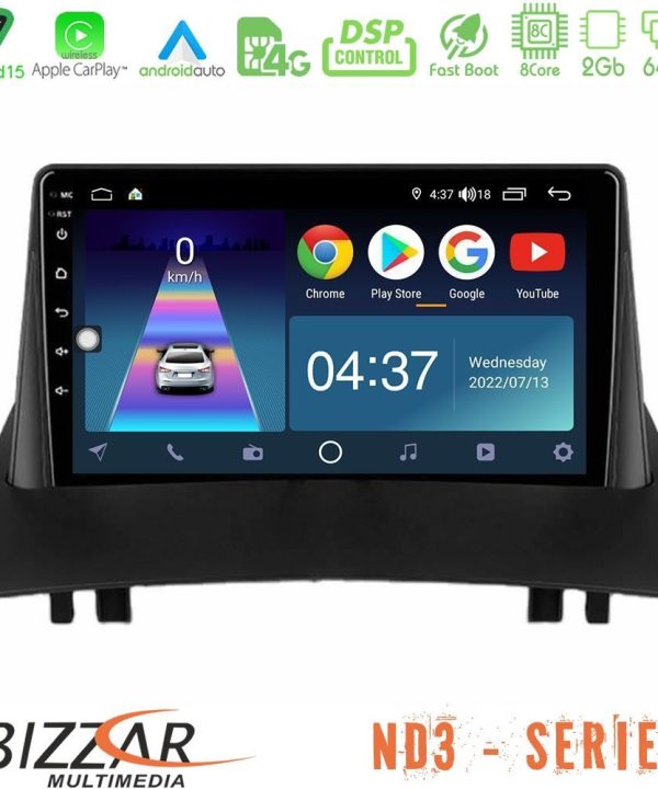 Kimpiris - Bizzar ND3 Series 8Core Android15 2+64GB  Renault Megane 2 2002-2008 Navigation Multimedia Tablet 9"