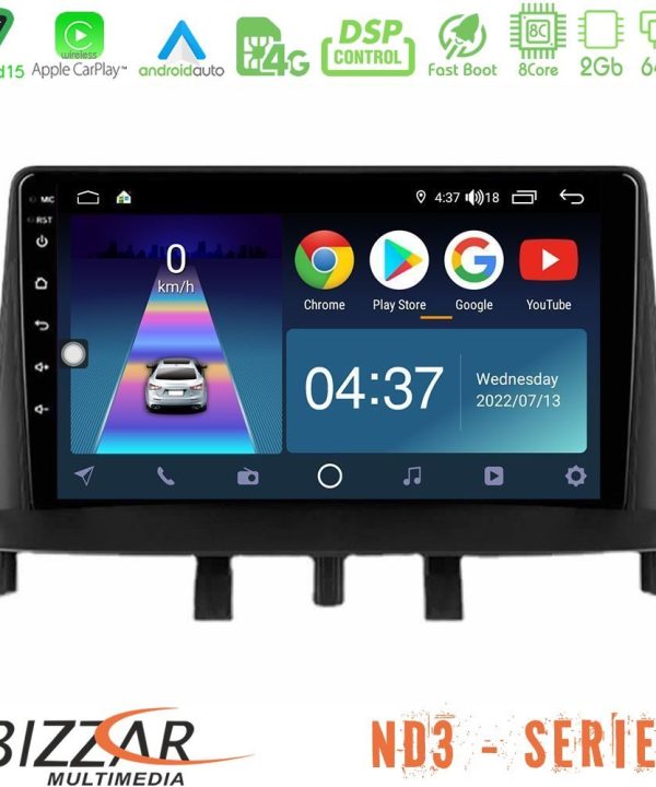 Kimpiris - Bizzar ND3 Series 8Core Android15 2+64GB  Renault Megane 3 2009-2013 Navigation Multimedia Tablet 9"