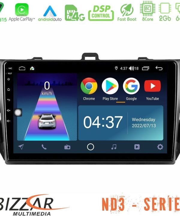 Kimpiris - Bizzar ND3 Series 8Core Android15 2+64GB  Toyota Corolla 2007-2012 Navigation Multimedia Tablet 9"