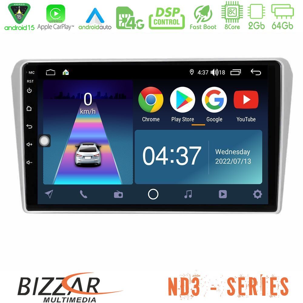 Kimpiris - Bizzar ND3 Series 8Core Android15 2+64GB Toyota Avensis T25 02/2003–2008 Navigation Multimedia Tablet 9"