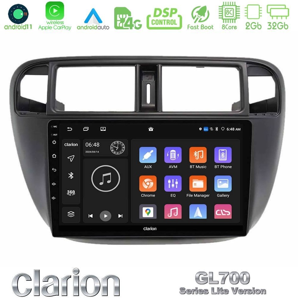 Kimpiris - Clarion GL700 Lite Series 8Core Android11 2+32GB Honda Civic 1995-2001 Navigation Multimedia Tablet 9" Με Carplay & Android Auto
