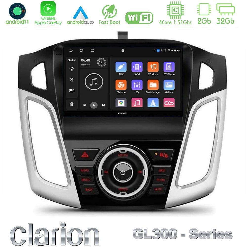 Kimpiris - Clarion GL300 Series 4Core Android11 2+32GB Ford Focus 2012-2018 Navigation Multimedia Tablet 9" Με Carplay & Android Auto
