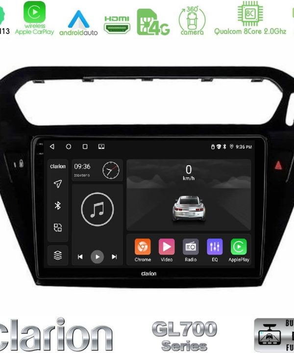 Kimpiris - Clarion GL700 Series 8Core Android13 4+64GB Citroen C-Elysee / Peugeot 301 Navigation Multimedia Tablet 9" Με Carplay & Android Auto