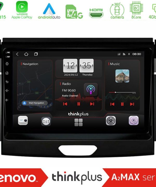 Kimpiris - Lenovo Thinkplus A2MAX Series 8Core Android15 4+64GB  Ford Ranger 2017-2022 Navigation Multimedia Tablet 9"