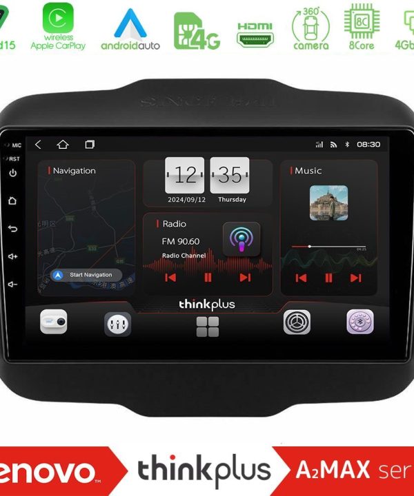 Kimpiris - Lenovo Thinkplus A2MAX Series 8Core Android15 4+64GB  Jeep Renegade 2015-2019 Navigation Multimedia Tablet 9"