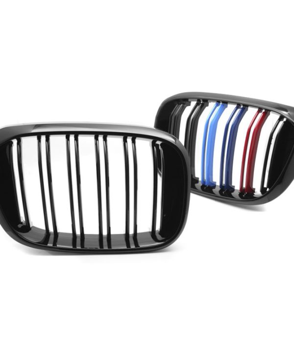 Kimpiris - Καρδιές Μάσκας Για Bmw Χ3 G01 17-21 Χ4 G02 Sport Look Με Διπλή ΓρίλιαTri-Color  Μαύρο Γυαλιστερό Με 6 Γρίλιες 2 Τεμάχια