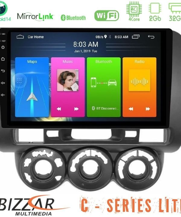 Kimpiris - Bizzar C Series Lite 4Core Android14 2+32GB Honda Jazz (Fit) 2002-2008 (RHD) Manual A/C Navigation Multimedia Tablet 9"