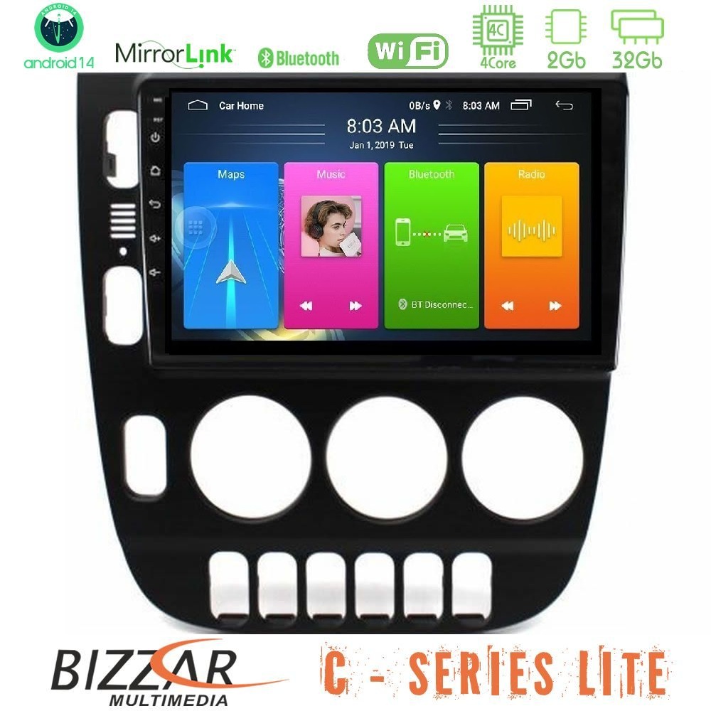 Kimpiris - Bizzar C Series Lite 4Core Android14 2+32GB Mercedes ML Class (W163) 1998-2005 Navigation Multimedia Tablet 9"