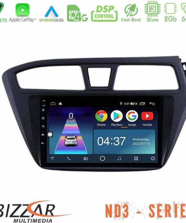 Kimpiris - Bizzar ND3 Series 8Core Android15 2+64GB Hyundai i20 2014-2018 RHD Navigation Multimedia Tablet 9"