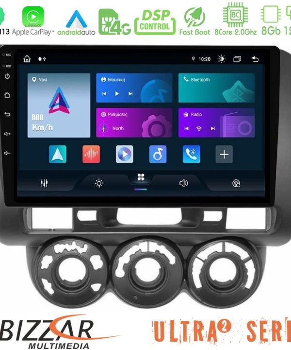 Kimpiris - Bizzar Ultra Series Honda Jazz (Fit) 2002-2008 (RHD) Manual A/C 8core Android13 8+128GB Navigation Multimedia Tablet 9"