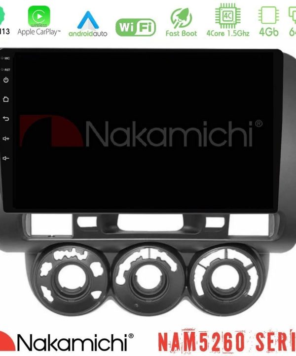 Kimpiris - Nakamichi NAM5260 Series 4Core Android13 4+64GB Honda Jazz (Fit) 2002-2008 (RHD) Manual A/C Navigation Multimedia Tablet 9" Με Carplay & Android Auto