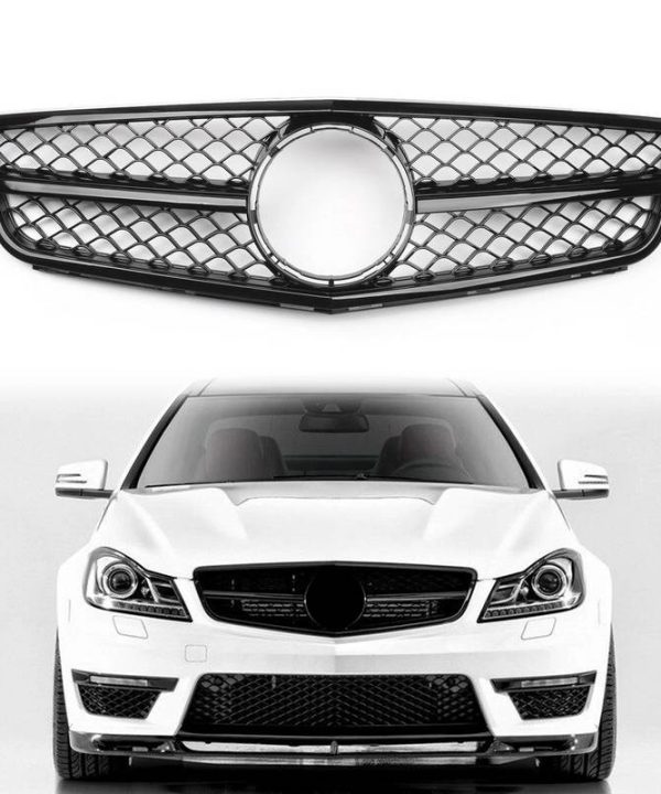 Kimpiris - Μάσκα Για Mercedes-Benz C-Class W204 07-14 Amg C63 Look Με Μονή Γρίλια Μαύρη Γυαλιστερή 1 Τεμάχιο