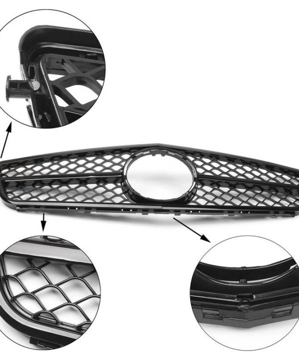 Alternative view of Μάσκα Για Mercedes-Benz C-Class W204 07-14 Amg C63 Look Με Μονή Γρίλια Μαύρη Γυαλιστερή 1 Τεμάχιο