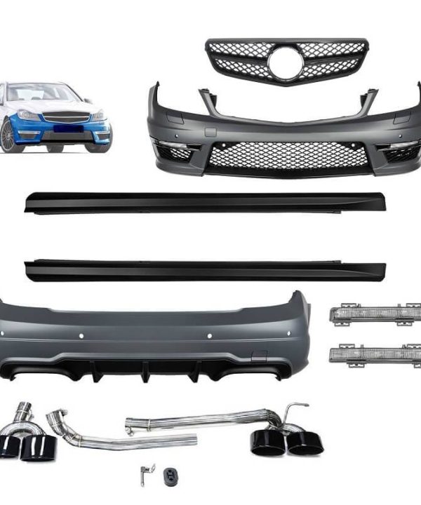 Kimpiris - Body Kit Για Mercedes-Benz C-Class W204 07-14 C63 Facelift Amg Look Black Edition Με Μάσκα & Μπούκες Εξάτμισης