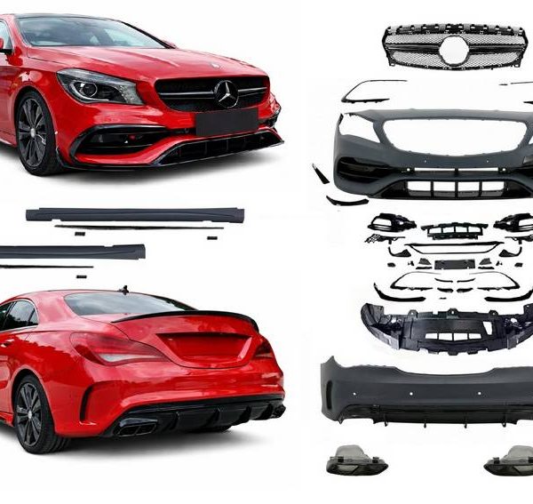 Kimpiris - Body kit Για Mercedes-Benz CLA C117 W117 (2013-2018) Facelift Amg CLA45 Look Black Edition Με Μάσκα & Μπούκες Μαύρες