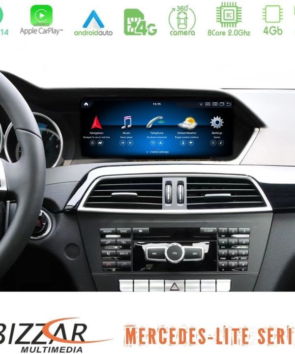 Kimpiris - Bizzar Lite Series Mercedes C Class Facelift (W204) NTG4.5 Android14 (4+64GB) Navigation Multimedia 8.8" (Oem Style)