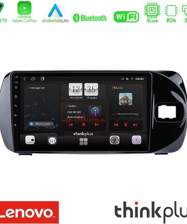 Kimpiris - Lenovo Thinkplus Series 4Core Android15 2+32GB Toyota Yaris (Vitz) 2015-2020 RHD Navigation Multimedia Tablet 9" Με Carplay & Android Auto