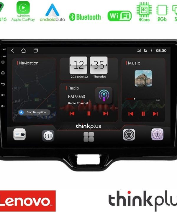 Kimpiris - Lenovo Thinkplus Series 4Core Android15 2+32GB Toyota Yaris Cross RHD 2020-> (Low Version) Navigation Multimedia Tablet 9" Με Carplay & Android Auto
