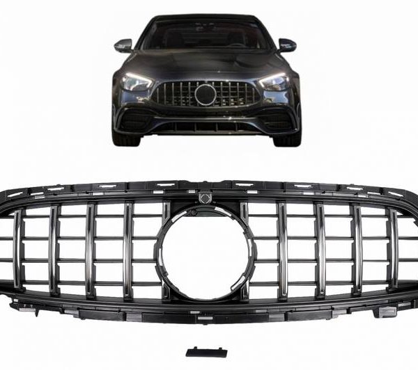 Kimpiris - Μάσκα Για Mercedes-Benz E-Class Facelift W213 S213 C238 A238 Amg Line GT Panamericana Look Μαύρο / Χρώμιο 1 Τεμάχιο