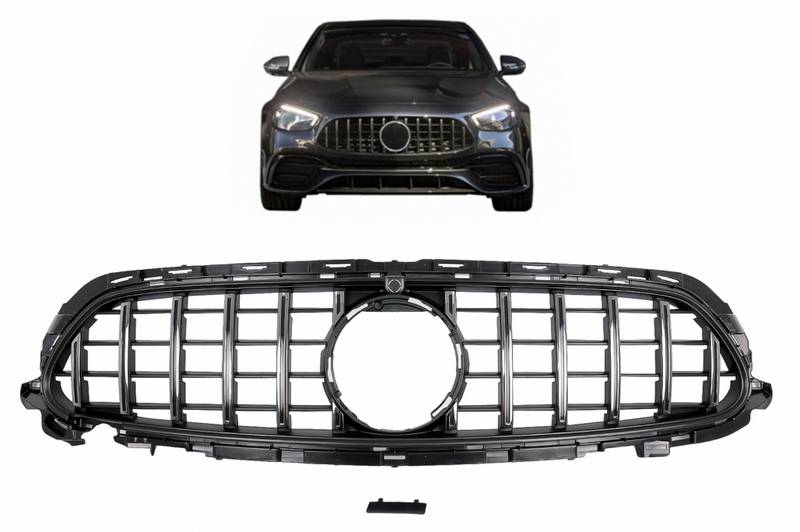 Kimpiris - Μάσκα Για Mercedes-Benz E-Class Facelift W213 S213 C238 A238 Amg Line GT Panamericana Look Μαύρο / Χρώμιο 1 Τεμάχιο