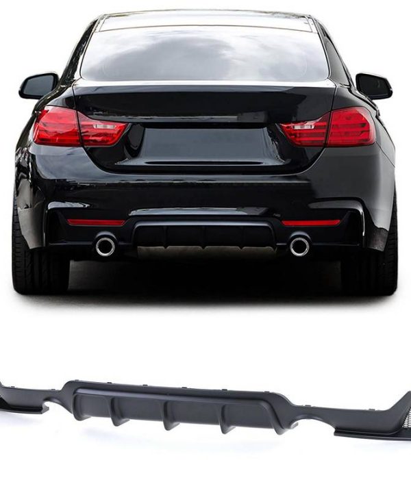Kimpiris - Diffuser Πίσω Προφυλακτήρα Για Bmw 4 F32 Coupe / F33 Cabrio / F36 Gran Coupe 13-21 M-Tech Μαύρο Ματ Με 2 Μονές Τρύπες Εξάτμισης Αριστερά & Δεξιά -0----0-  Από Abs Πλαστικό 1 Τεμάχιο