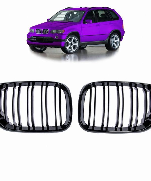 Kimpiris - Καρδιές Μάσκας Για Bmw X5 E53 99-03 M4 Look Με Διπλή Γρίλια Μαύρο Γυαλιστερό 2 Τεμάχια