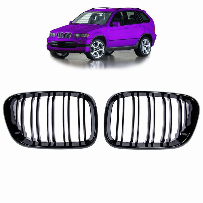 Kimpiris - Καρδιές Μάσκας Για Bmw X5 E53 99-03 M4 Look Με Διπλή Γρίλια Μαύρο Γυαλιστερό 2 Τεμάχια