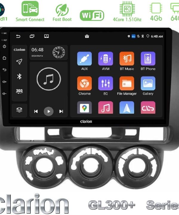 Kimpiris - Clarion GL300+ Series 4Core Android11 4+64GB Honda Jazz (Fit) 2002-2008 (RHD) Manual A/C Navigation Multimedia Tablet 9"