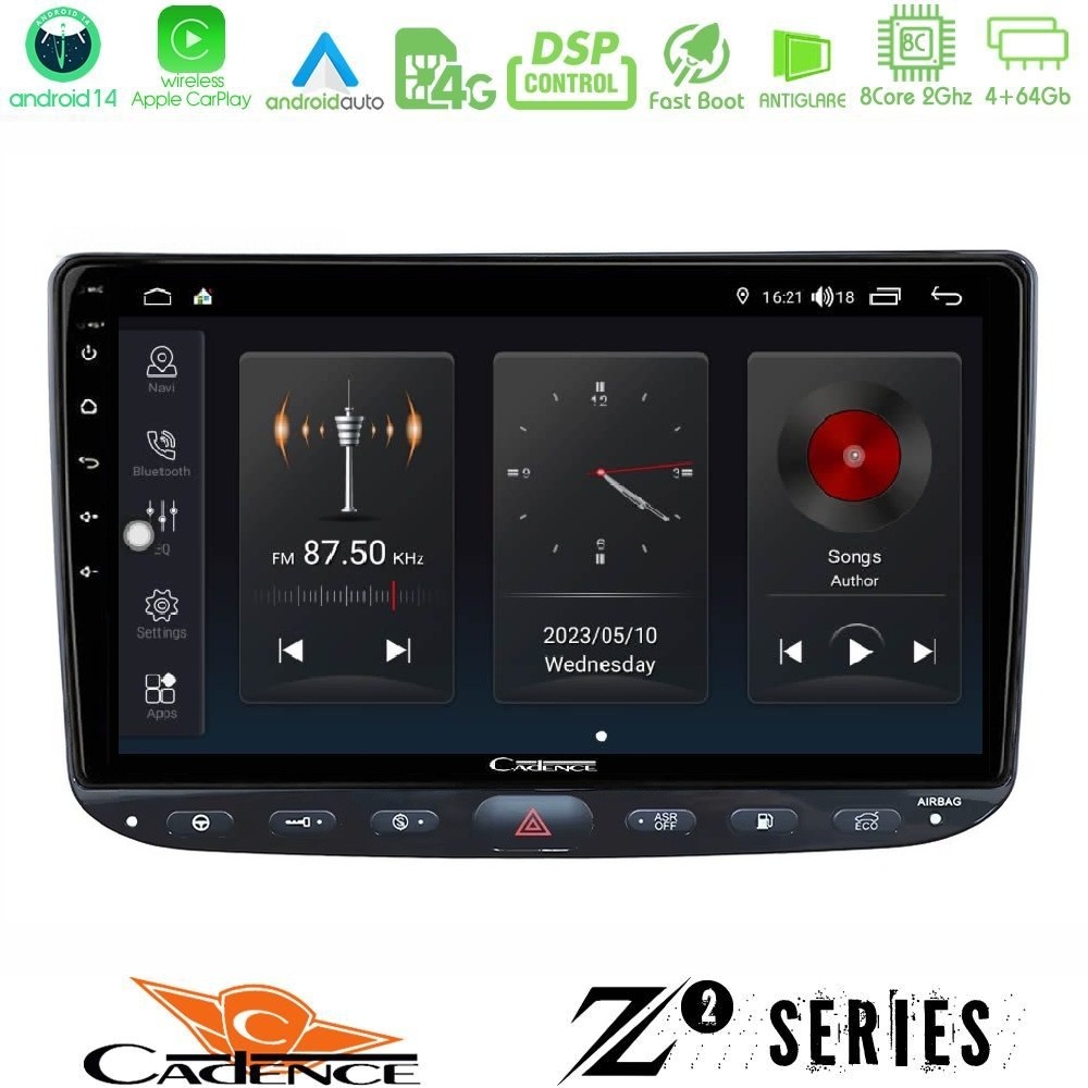 Kimpiris - Cadence Z2 Series 8Core Android14 4+64GB Fiat Punto/ Evo Navigation Multimedia Tablet 9" Με Carplay & Android Auto