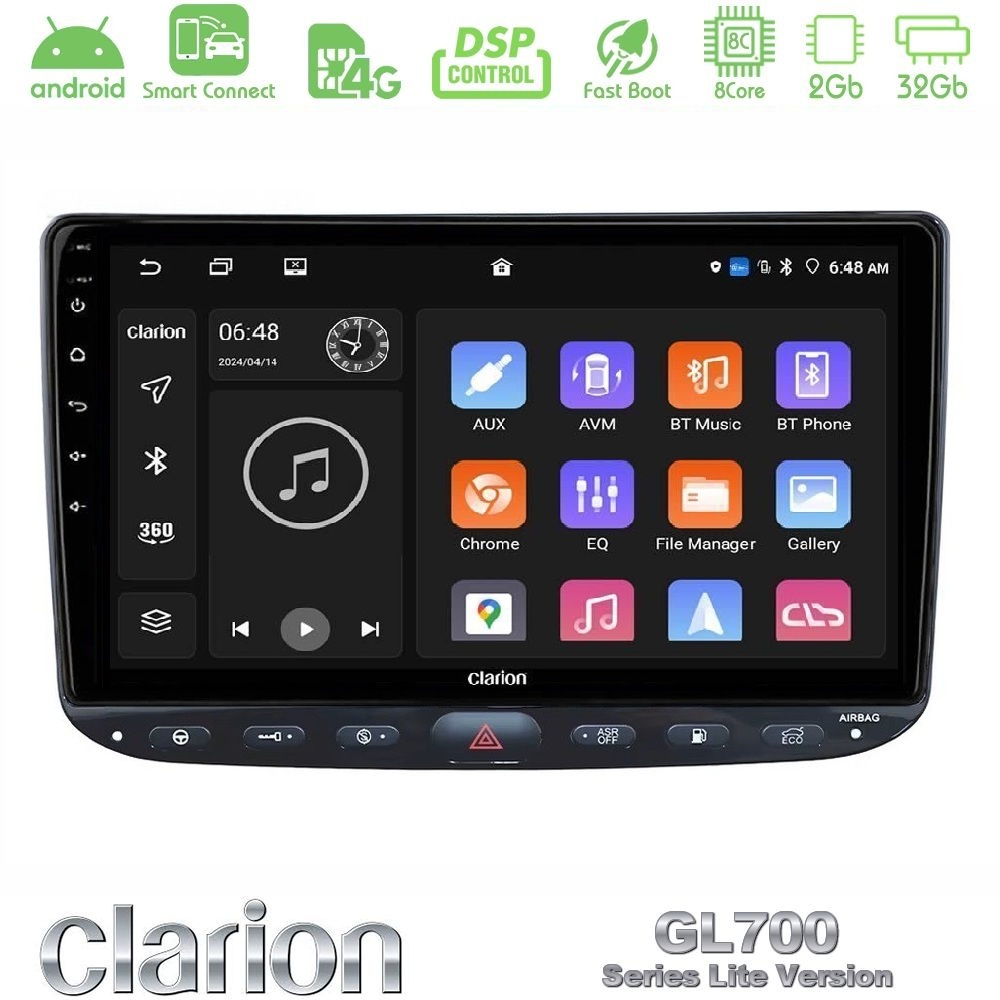 Kimpiris - Clarion GL700 Lite Series 8Core Android ClarionOS 2+32GB Fiat Punto/ Evo Navigation Multimedia Tablet 9" Με Carplay & Android Auto
