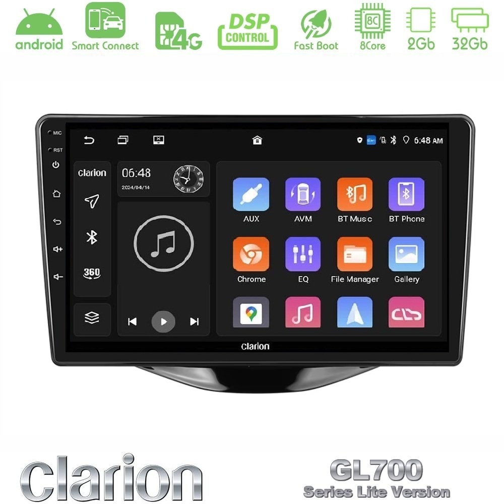 Kimpiris - Clarion GL700 Lite Series 8Core Android ClarionOS 2+32GB Toyota Aygo | Citroen C1 | Peugeot 108 Navigation Multimedia Tablet 9" Με Carplay & Android Auto