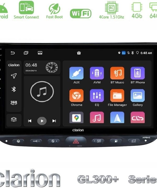 Kimpiris - Clarion GL300+ Series 4Core Android ClarionOS 4+64GB Fiat Punto/ Evo Navigation Multimedia Tablet 9"