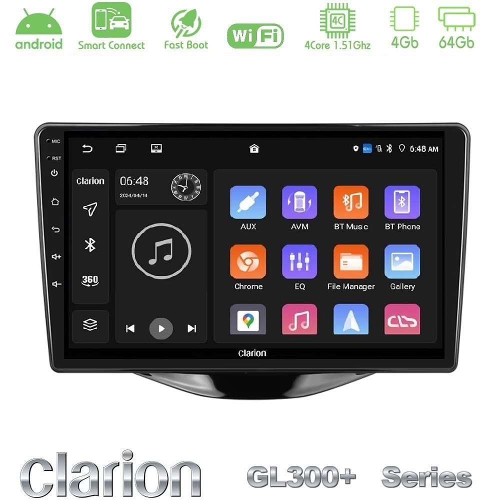 Kimpiris - Clarion GL300+ Series 4Core Android ClarionOS 4+64GB Toyota Aygo | Citroen C1 | Peugeot 108 Navigation Multimedia Tablet 9"