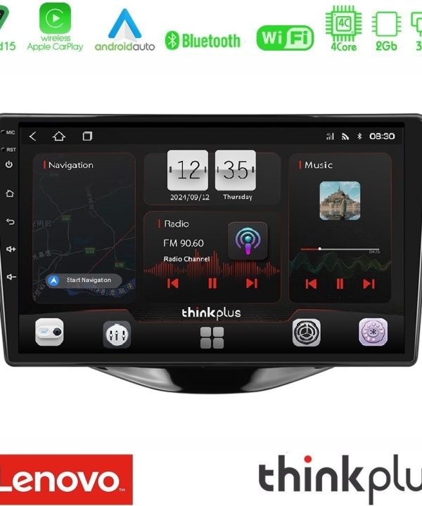 Kimpiris - Lenovo Thinkplus Series 4Core Android15 2+32GB Toyota Aygo | Citroen C1 | Peugeot 108 Navigation Multimedia Tablet 9" Με Carplay & Android Auto