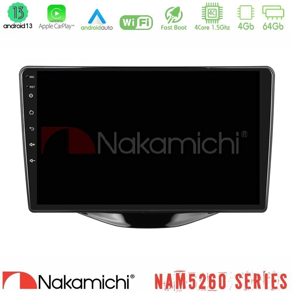 Kimpiris - Nakamichi NAM5260 Series 4Core Android13 4+64GB Toyota Aygo | Citroen C1 | Peugeot 108 Navigation Multimedia Tablet 9" Με Carplay & Android Auto