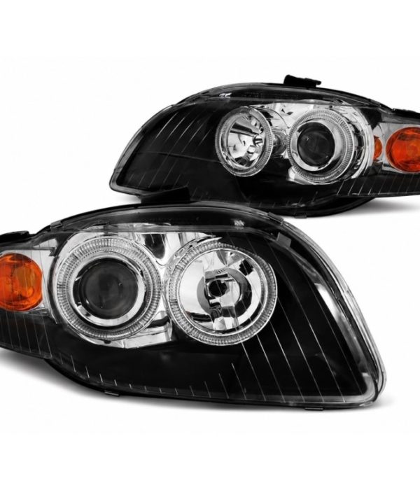 Kimpiris - Μπροστινά Φανάρια Set Για Audi A4 B7 04-08 Angel Eyes Black H7/H7 Depo