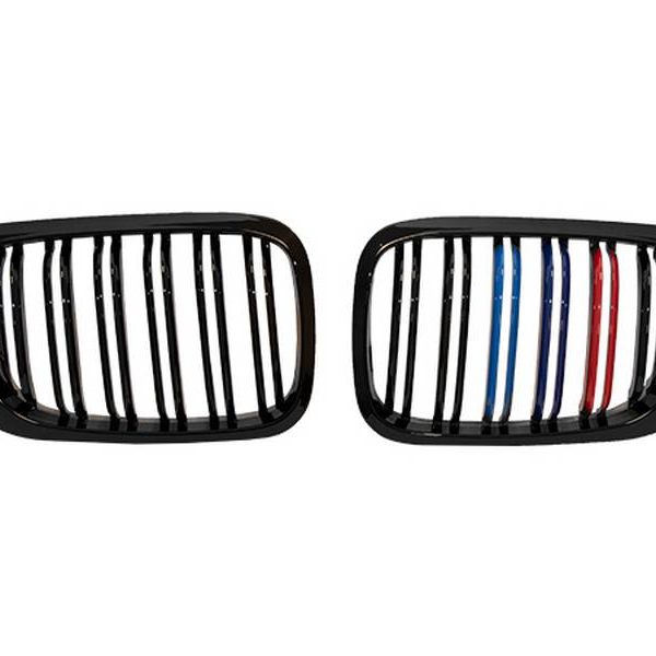 Kimpiris - Καρδιές Μάσκας Για Bmw 3 E46 99-03 Coupe/Cabrio M4 Look Με Διπλή Γρίλια Tri-color / Μαύρο Γυαλιστερό 2 Τεμάχια
